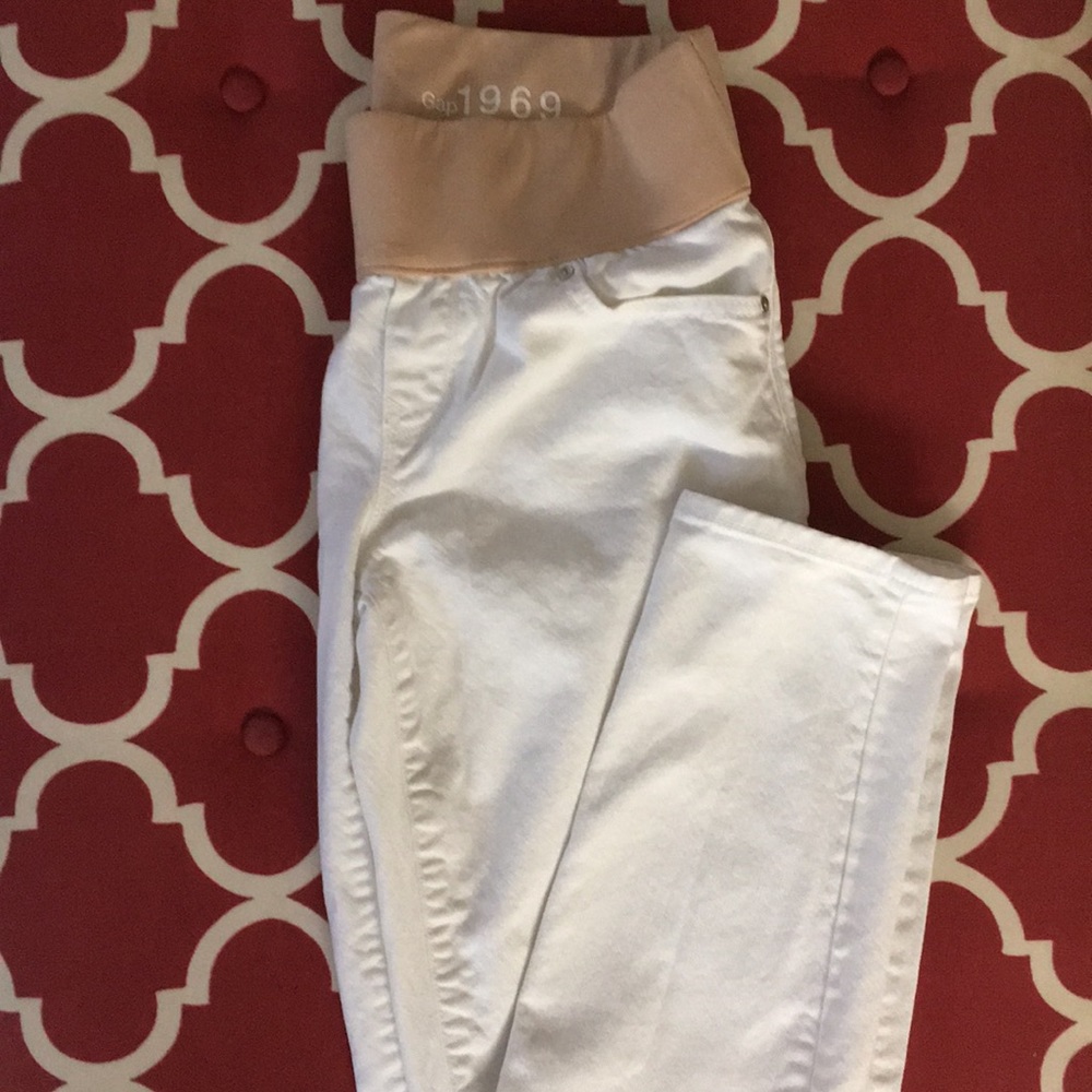 Gap Maternity white denim skinnys